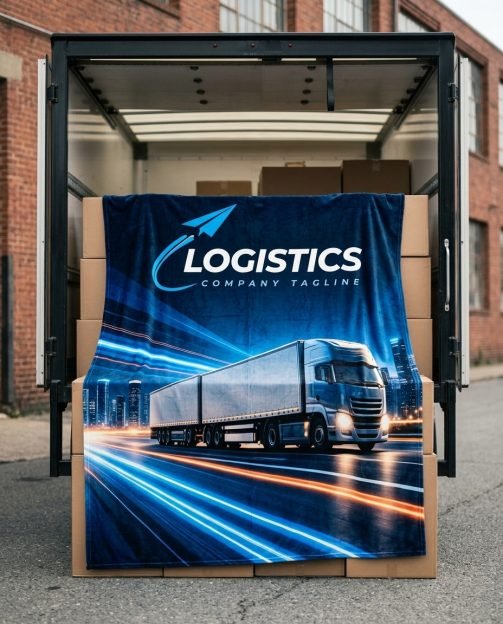 Плед велюровий з принтом "Logistics" 160x200
