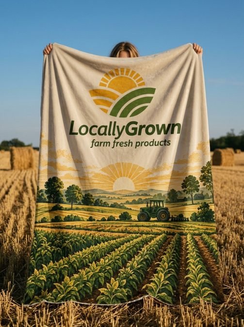 Плед велюровий з принтом "Locally Grown" 160x200