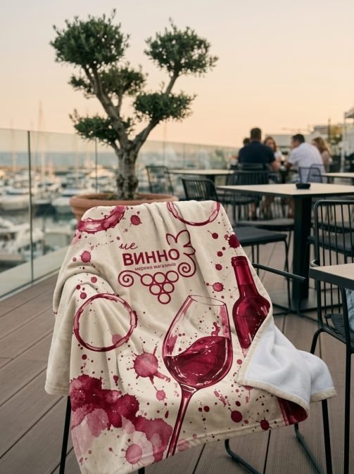 Плед велюровий з принтом "Wine Terrace" 160x200